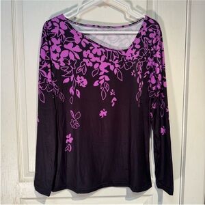 NWOT Black Asymmetric Neck Long sleeved Top